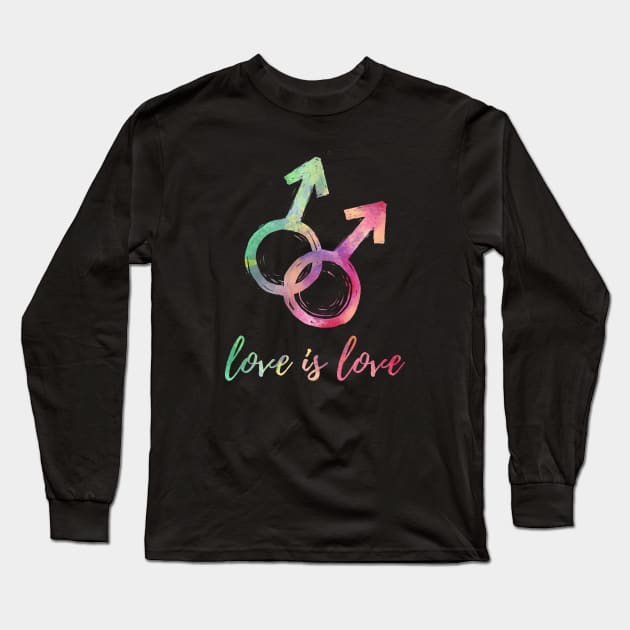 Love is Love Queer Rainbow Long Sleeve T-Shirt by IllustratedActivist